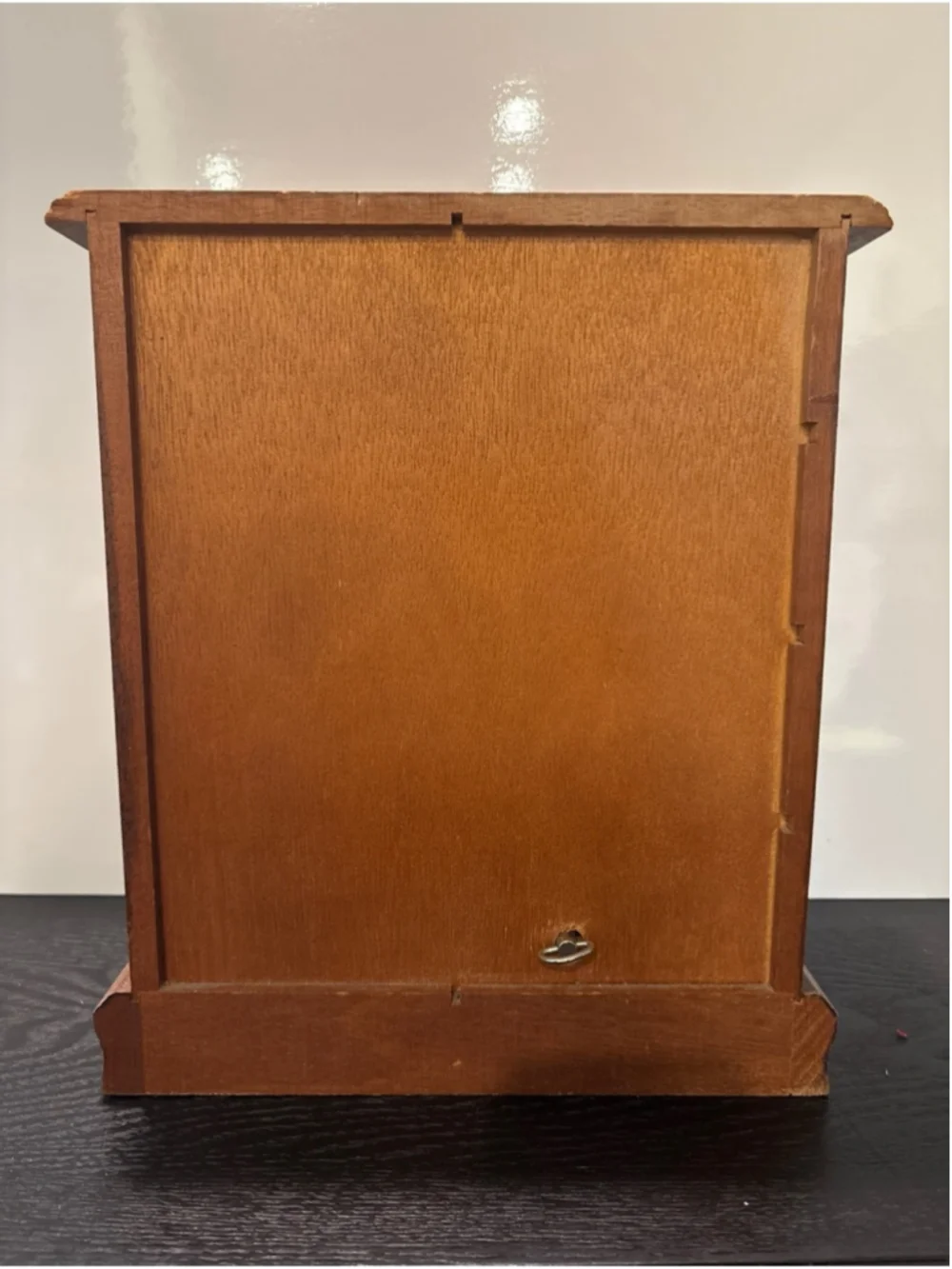 Vintage 1920s Wooden Musical Jewelry Box with Brass Accents - Brown. WORKING!